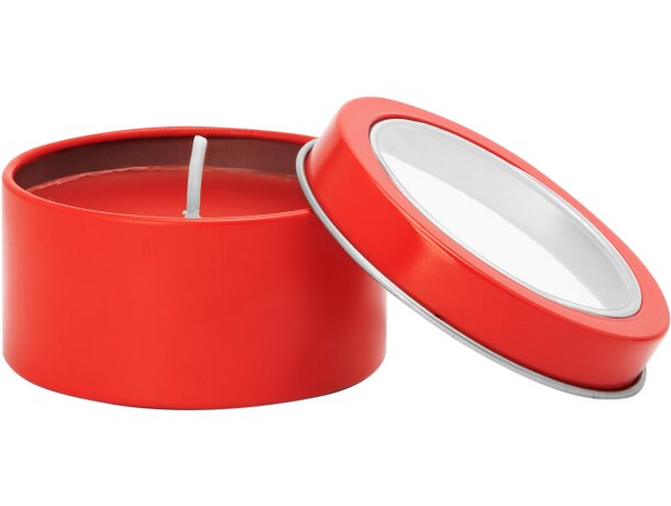 Velas Flake aromáticas de vainilla en recipiente metálico con ventana Rojo detalle 19