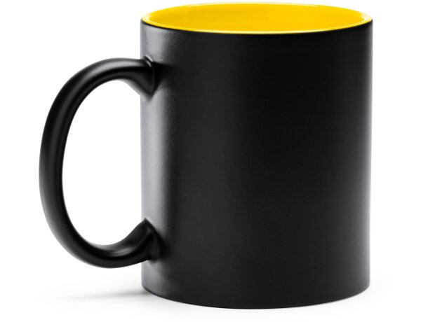 Tazas de cerámica Macha aptas para microondas 350ml interior a color Amarillo detalle 3