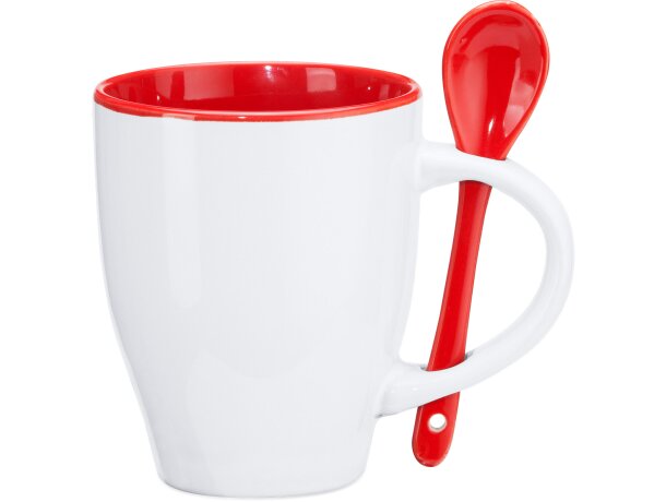 Tazas con estilo Akebia cerámica 350ml aptas microondas y lavavajillas Blanco/rojo detalle 18