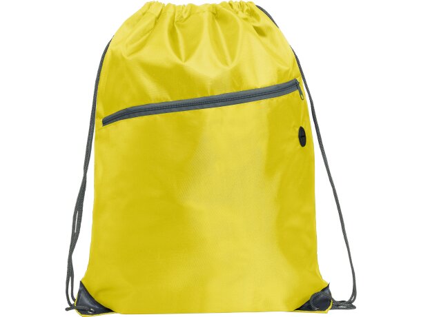 Mochilas sacos publicitarias Ninfa con cordones bolsillo y salida cables Amarillo detalle 12