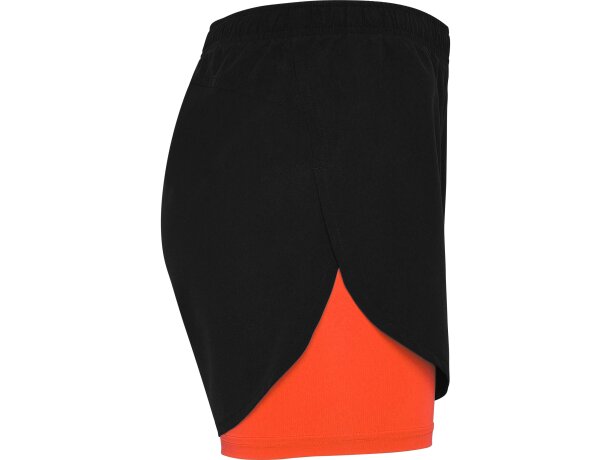 Pantalon corto LANUS Roly negro/coral fluor