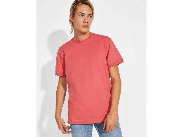 Camiseta Gruesa De Hombre En Manga Corta De Algodón VEZA Roly rojo crisantemo