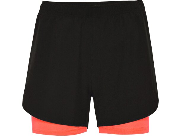 Pantalon corto LANUS Roly negro/coral fluor