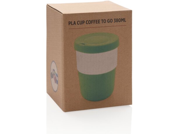 Tazas PLA café 380ml elegantes y sostenibles con agarre de silicona Verde detalle 35