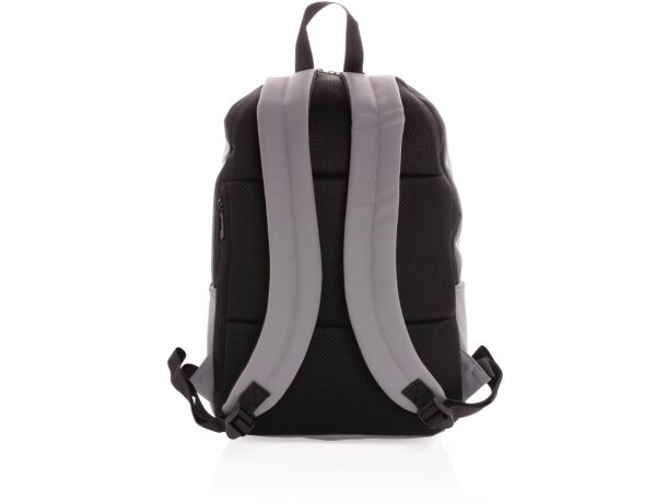 Mochilas para portátil publicitarias minimalistas de PU con compartimento 15.6 Gris detalle 13