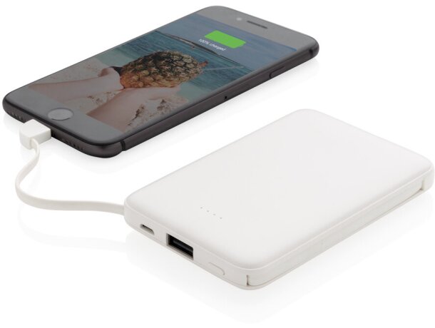 Powerbank 5.000 mAh de bolsillo con cables integrados 3 en 1 Blanco detalle 16