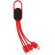 Cargador USB personalizado cable 4 en 1 con mosquetón Rojo