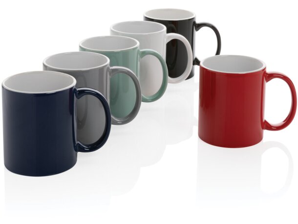 Tazas de cerámica clásica para café matutino 350ml aptas lavavajillas Gris detalle 13