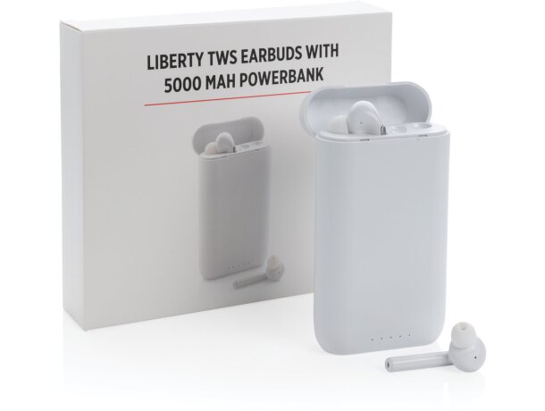 Auriculares con logo Liberty TWS con powerbank de 5.000 mAh y BT5.0 Blanco detalle 6