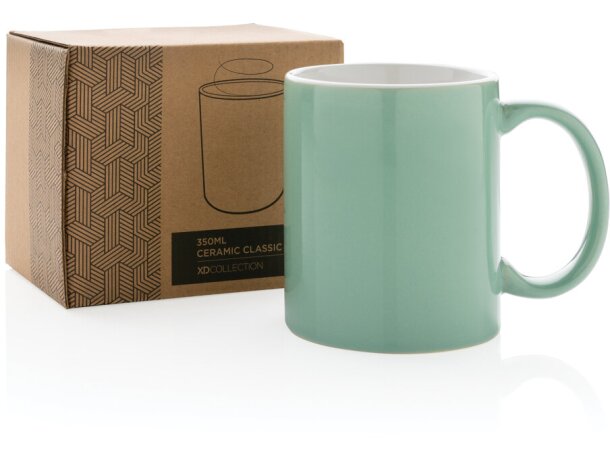 Tazas de cerámica clásica para café matutino 350ml aptas lavavajillas Verde detalle 47