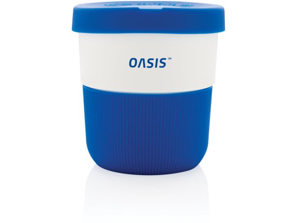 Tazas pla café 280ml sostenibles con agarre de silicona y tapa Azul detalle 24