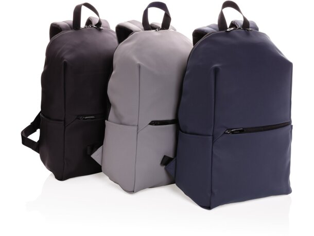 Mochilas para portátil publicitarias minimalistas de PU con compartimento 15.6 Azul marino detalle 27