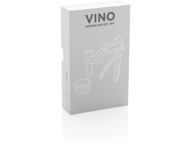 Set de vino sommelier 3pc para regalo personalizado tendrás todo lo que necesites para abrir y servir tus vinos favoritos Plata detalle 10