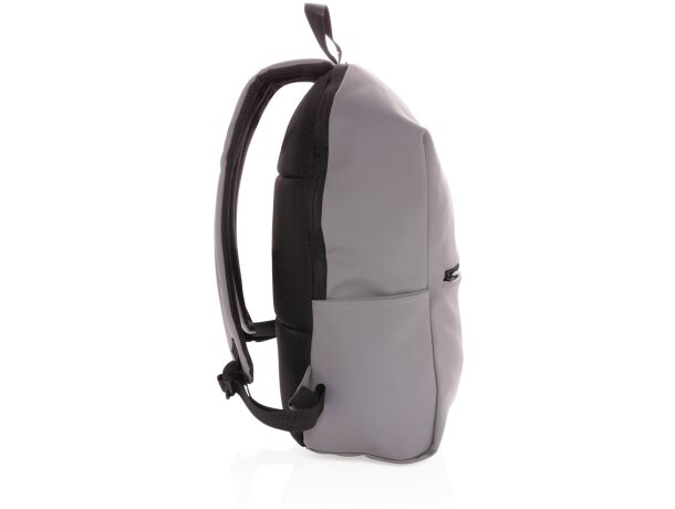 Mochilas para portátil publicitarias minimalistas de PU con compartimento 15.6 Gris detalle 14