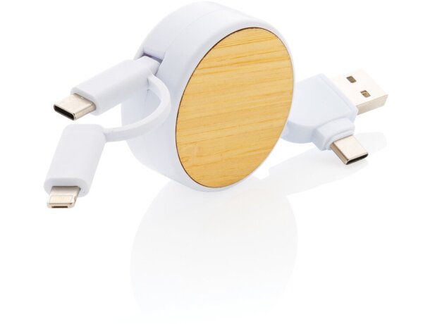 Cargadores USB personalizados multicable retráctil con 5 conectores Blanco detalle 5