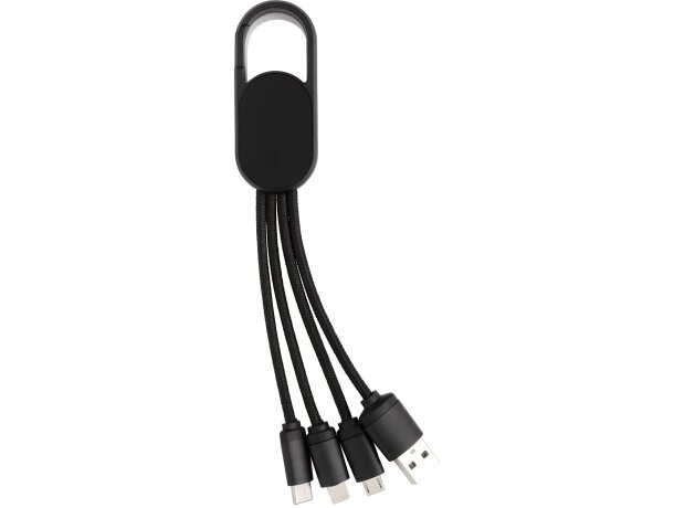 Cargador USB personalizado cable 4 en 1 con mosquetón Azul detalle 23