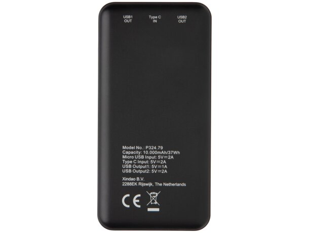 Powerbanks 10000 mah de plástico Negro detalle 2