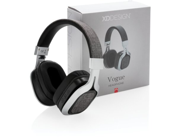 Auriculares inalámbricos personalizados Vogue modernos y cómodos Gris detalle 10