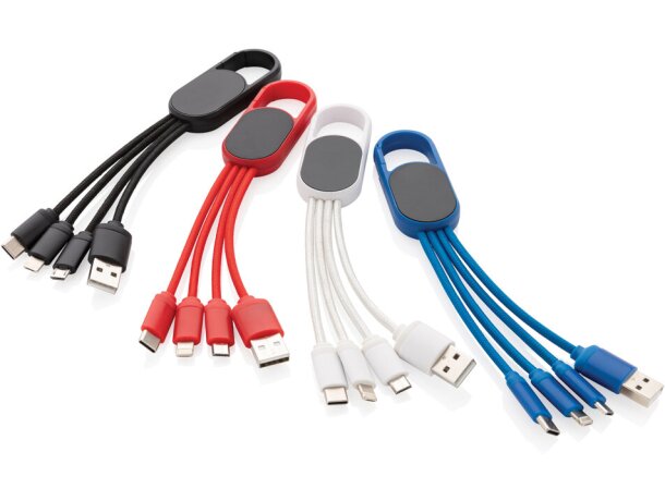 Cargador USB personalizado cable 4 en 1 con mosquetón Rojo detalle 17