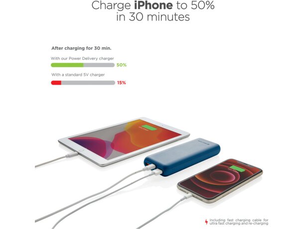 Batería externa corporativa de 20000 mah en plástico Azul detalle 23