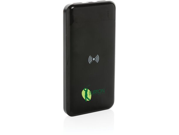 Powerbank inalámbrico 8.000 mAh de plástico reciclado certificado RCS Negro detalle 7