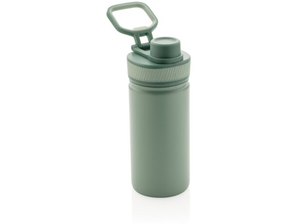 Botella de acero inoxidable al vacío con tapa deportiva 550m personalizada verde/verde