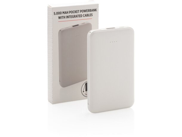 Powerbank 5000 mah de plástico 3 en 1 Blanco detalle 21