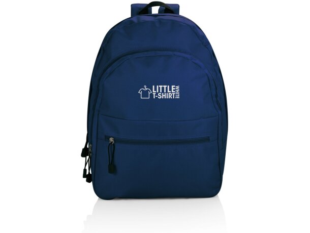 Mochila infantil personalizada Basic poliéster 600D y 3 bolsillos con cremallera Azul marino detalle 6