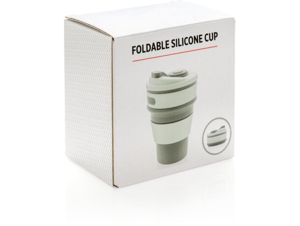 Taza barata publicitaria plegable de silicona 350ml fácil de limpiar Gris detalle 23