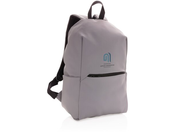 Mochilas para portátil publicitarias minimalistas de PU con compartimento 15.6 Gris detalle 17