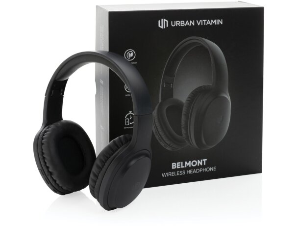 Auriculares personalizados Belmont inalámbricos Urban Vitamin bajos intensos Negro detalle 14