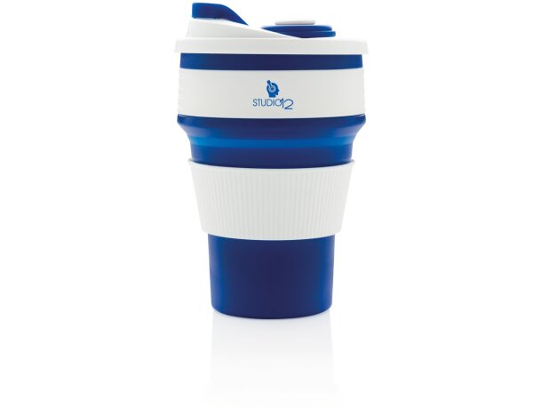 Taza barata publicitaria plegable de silicona 350ml fácil de limpiar Azul detalle 30