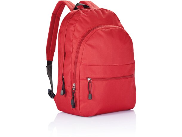 Mochila infantil personalizada Basic poliéster 600D y 3 bolsillos con cremallera Rojo detalle 2