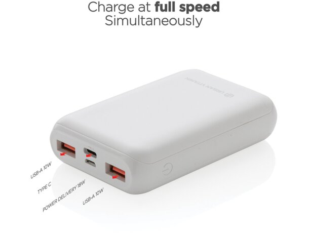 Powerbank personalizado carga rápida hasta 3 dispositivos simultáneamente Blanco detalle 12