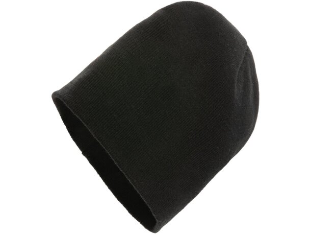 Gorro de lana con logotipo Impact Aware ligero con hilo Polylana reciclado Negro detalle 2