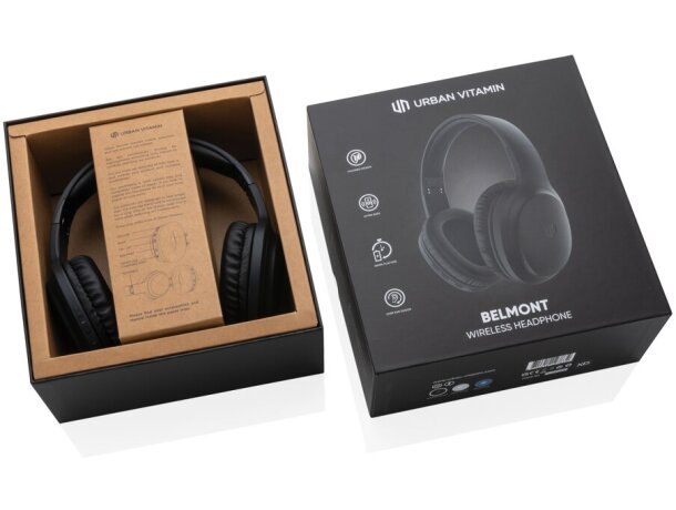 Auriculares personalizados Belmont inalámbricos Urban Vitamin bajos intensos Negro detalle 16