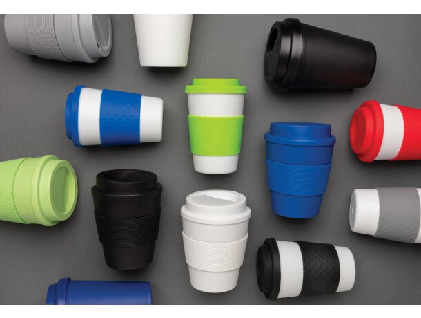 Tazas reutilizables de doble pared 300ml para café caliente y seguro Blanco detalle 17