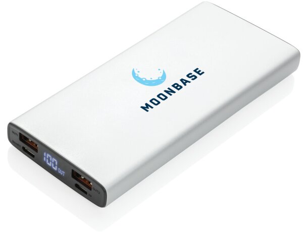 Baterías externas promocionales 10000 mah con carga rápida Plata detalle 10