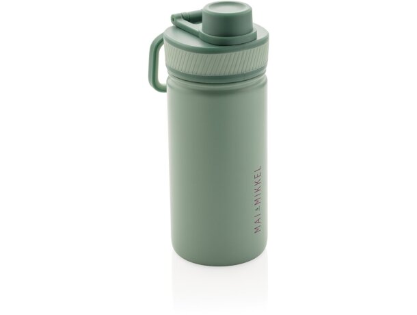 Botella de acero inoxidable al vacío con tapa deportiva 550m personalizada verde/verde