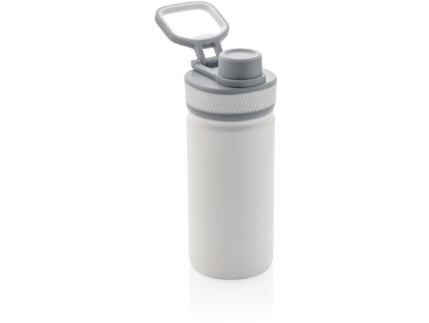 Botella de acero inoxidable al vacío con tapa deportiva 550m personalizada blanco/gris