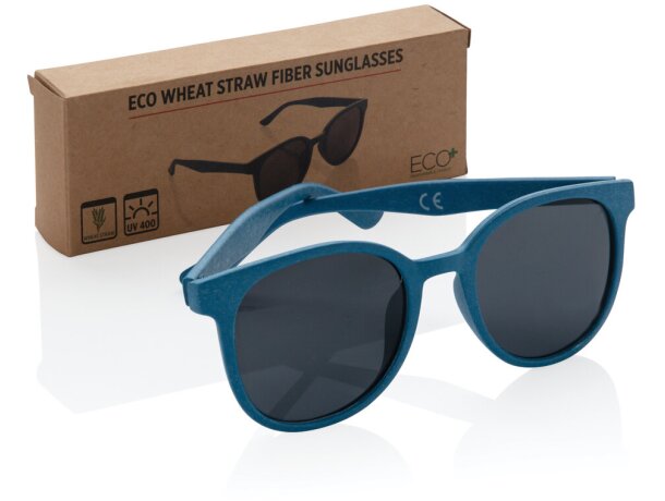 Gafas publicitarias UV 400 ecológicas con fibra de paja de trigo Azul detalle 15