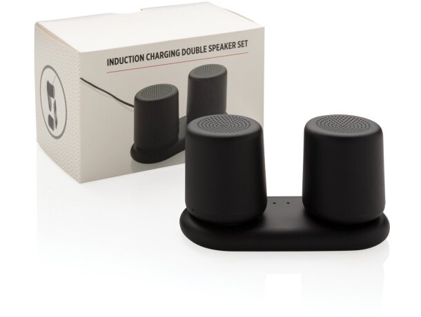 Set 2 altavoces inalámbricos con sonido stereo Negro detalle 8