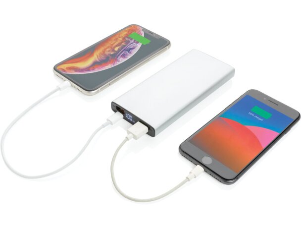 Baterías externas promocionales 10000 mah con carga rápida Plata detalle 7