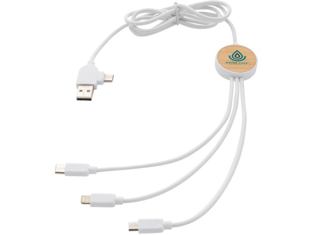 Cargador USB publicitario multicable reciclado 120 cm Blanco detalle 6