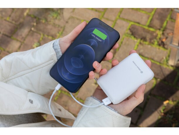 Powerbank personalizado carga rápida hasta 3 dispositivos simultáneamente Blanco detalle 17