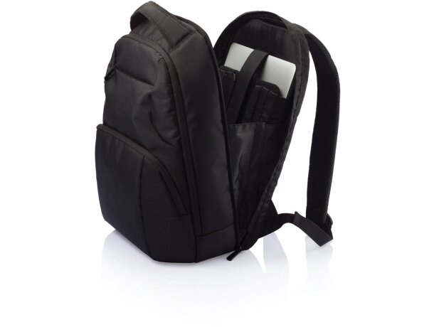 Mochilas para portátil publicitarias con compartimento para tablet y llaves Negro detalle 4