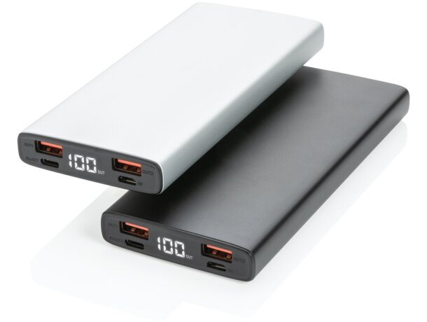 Powerbank PD de aluminio 18W 10000 mAh carga rápida y luces indicadoras Plata detalle 11