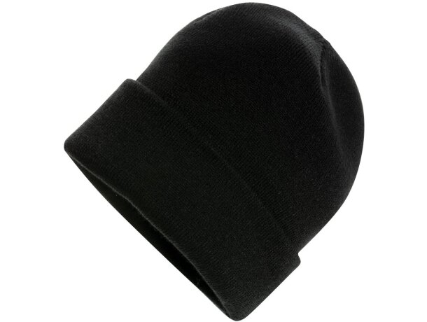 Gorros de lana Impact Polylana® ahorra 5 litros de agua y usa blockchain Negro detalle 2