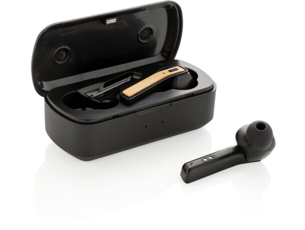 Auriculares bamboo free flow tws con estuche de carga y bt 5.0 Negro detalle 6