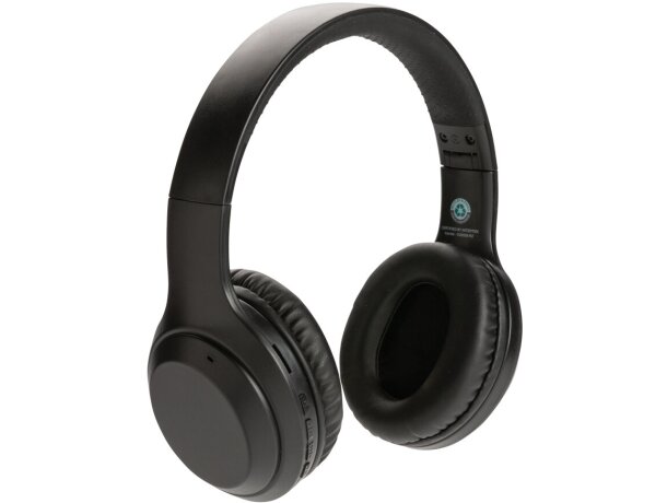 Auriculares con logo de plástico reciclado diadema Negro detalle 3